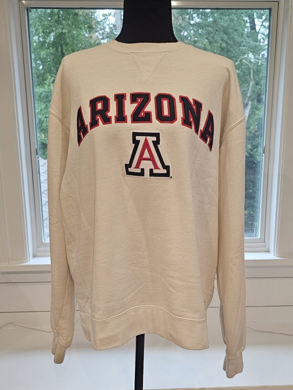 University Of Arizona Crewneck Sweatshirt - Bright White with Red & Navy Logo